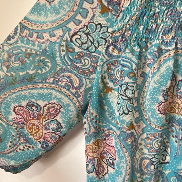 daniel rainn womens blue paisley flowy blouse Size Small Boho lightweight casual - Picture 6 of 7